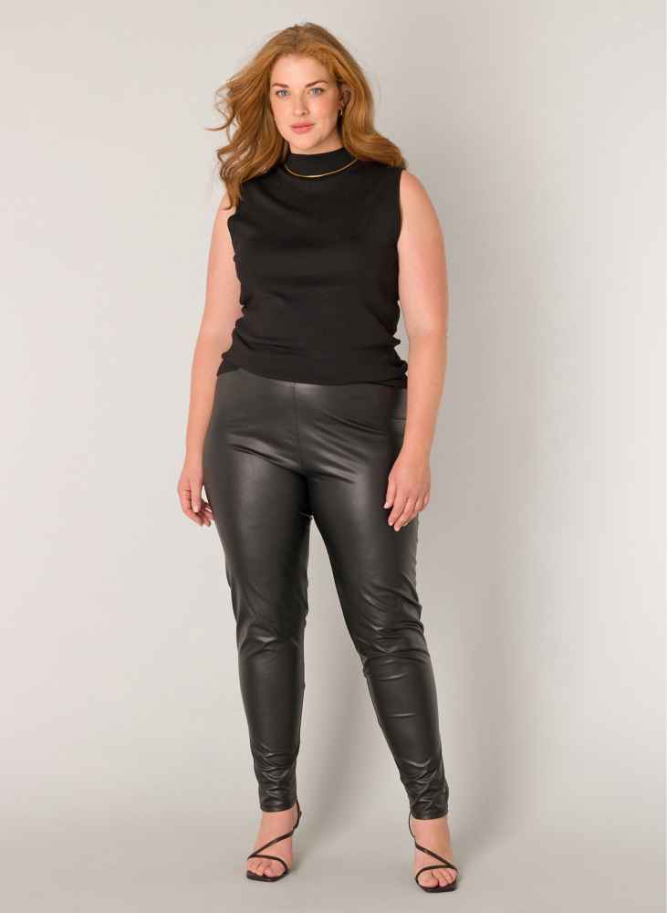 Base Level Curvy legging fake leer Alene Black