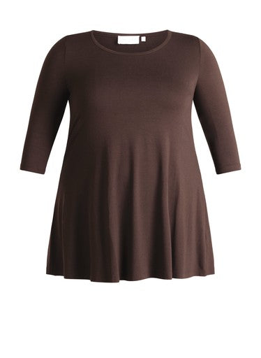 BaseLevelCurvyA-lijnshirtmetdriekwartmouwAria7000029bruin__3