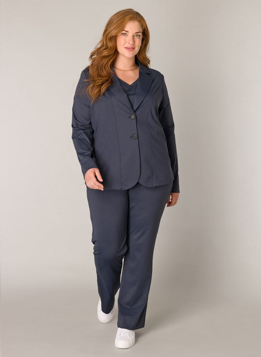 Base Level Curvy Blazer travelstof 7000116 Leah Blauw