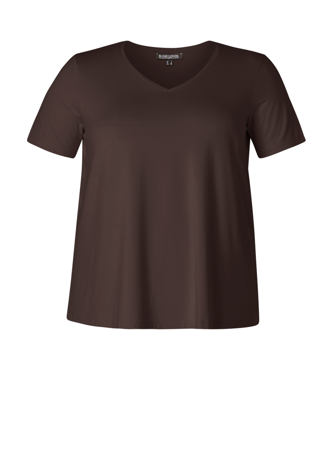 Base Level Curvy t-shirt met V-hals in bruin