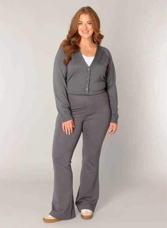 Base Level Curvy broek met flare pijp 7000011 Allie antraciet