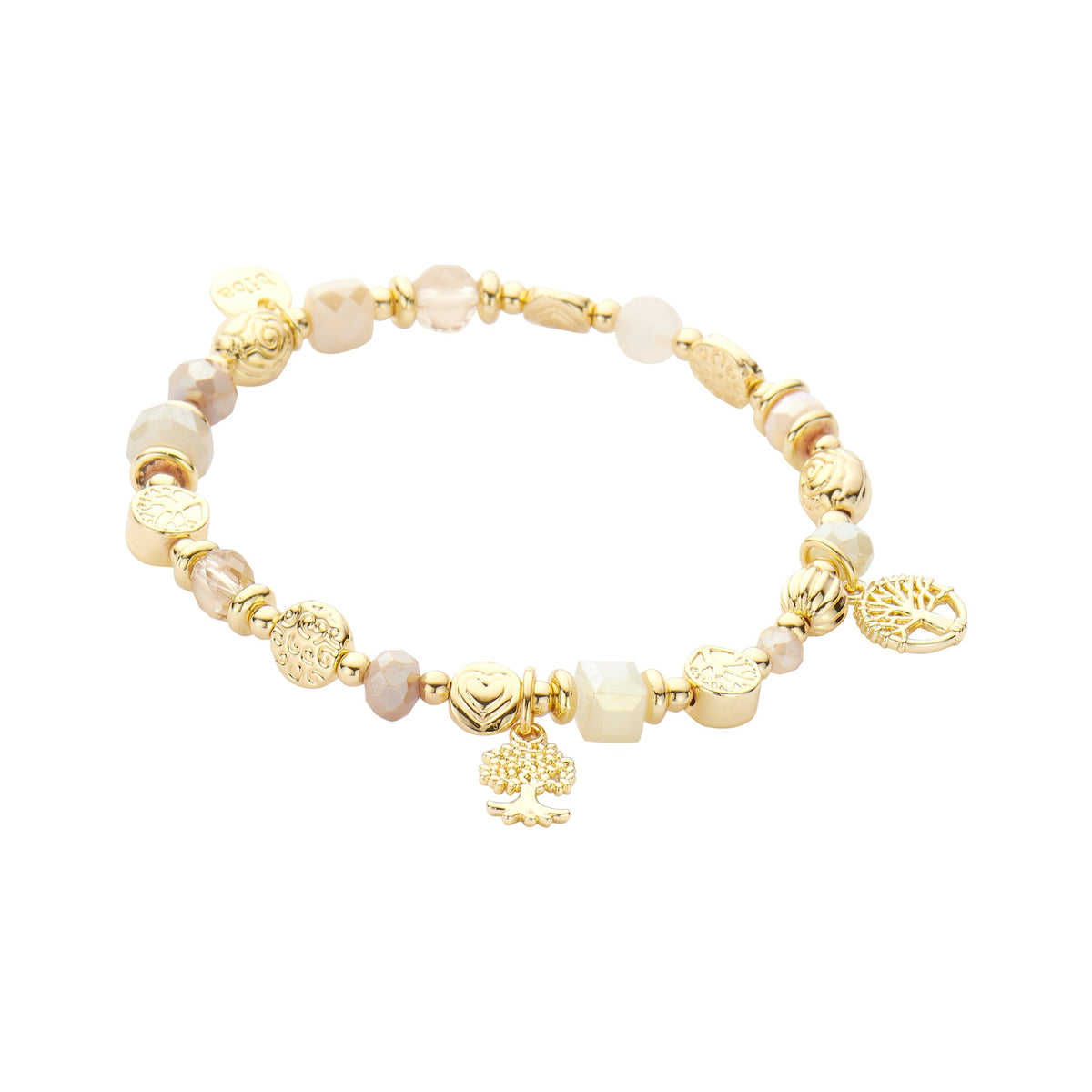 Biba armband multicolor, metaal met crystal en glas, goudkleurig