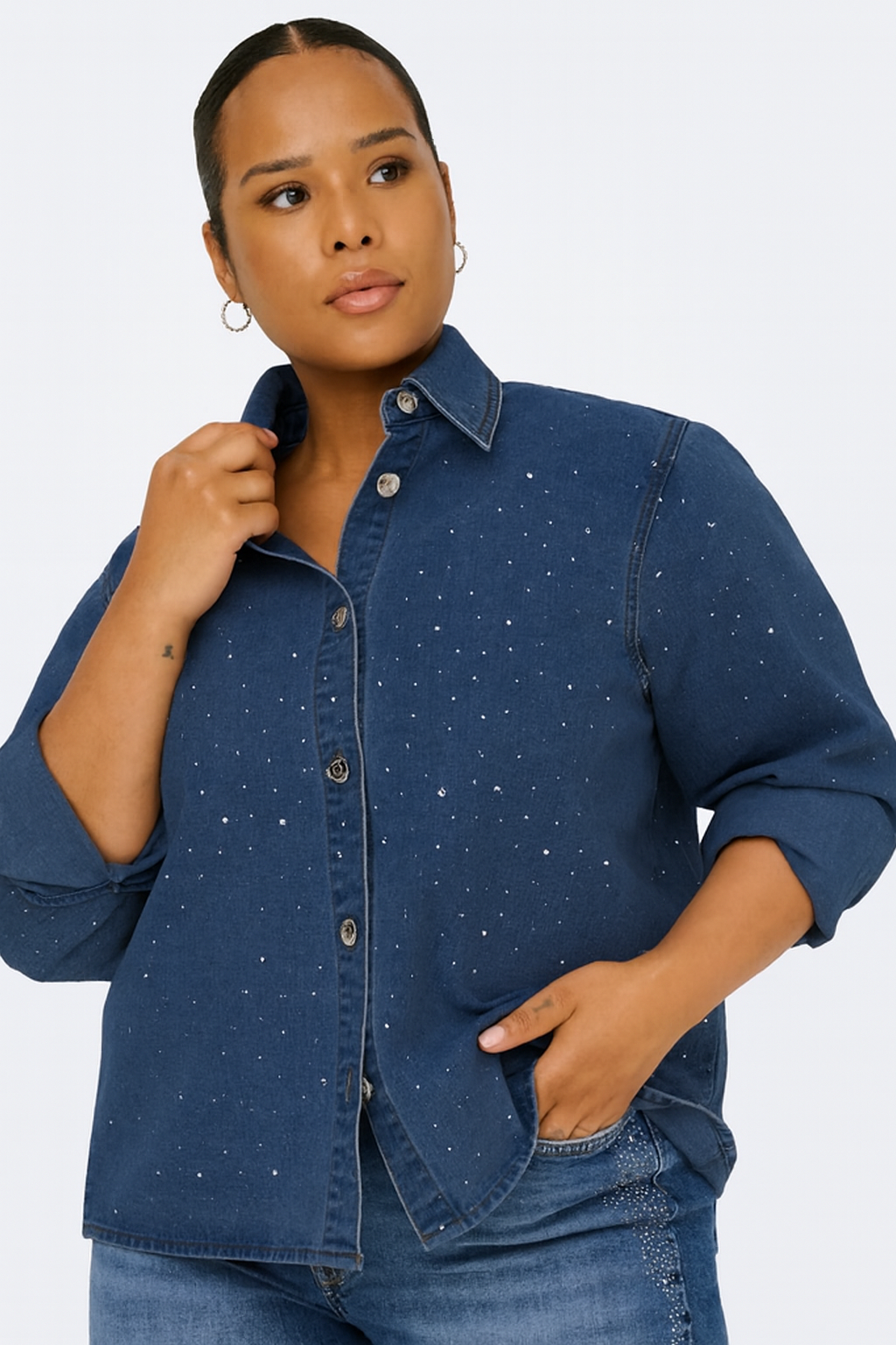Only Carmakoma jeans blouse 15354928 CARMAGGIEMAY Blauw