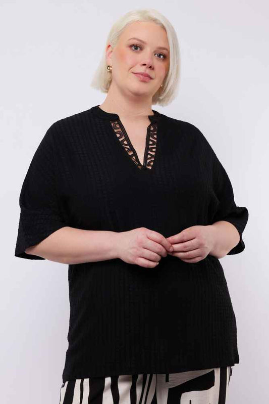 Exxcellent Shirt met v-hals 25ZFZE21 Maribel Zwart