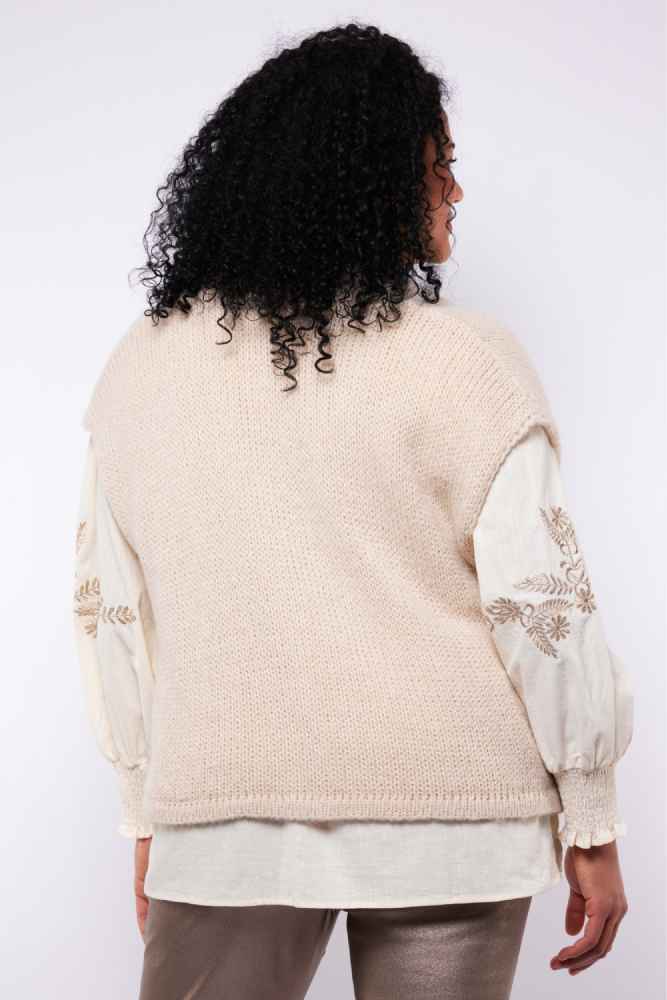 Exxcellent gebreid gilet 25NLE01 Halle Beige