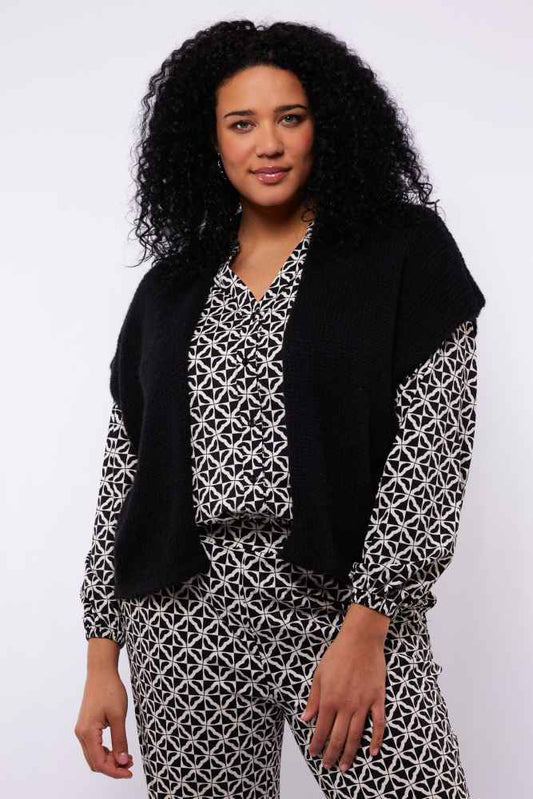 Exxcellent gebreid gilet 25NLE01 Halle Zwart