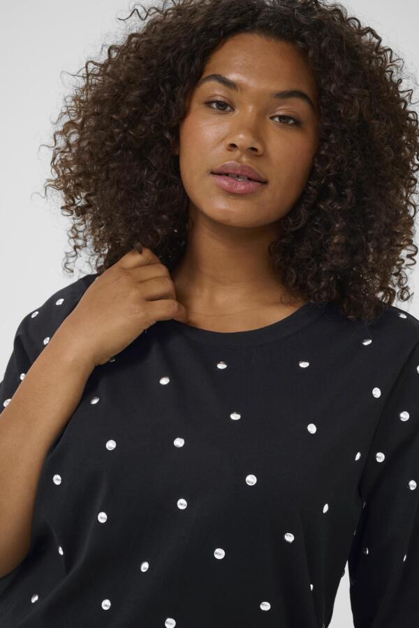 Kaffe Curve T-shirt met ronde hals 10583637 KChelena Zwart