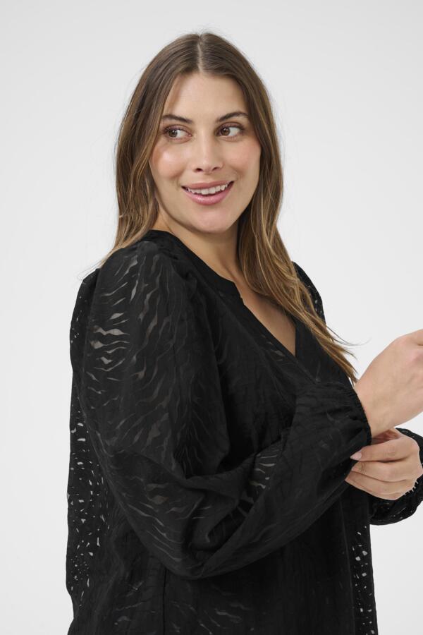 Kaffe Curve blouse met v-hals 10583682 KCvianna Zwart