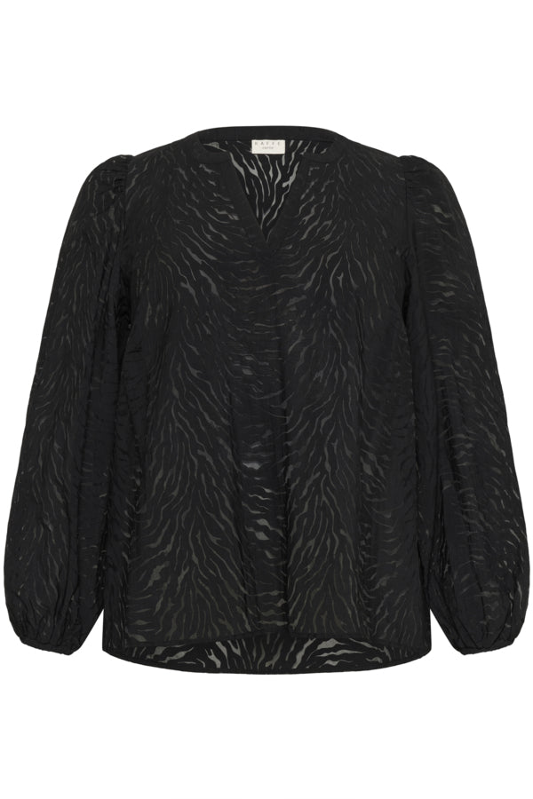 Kaffe Curve blouse met v-hals 10583682 KCvianna Zwart