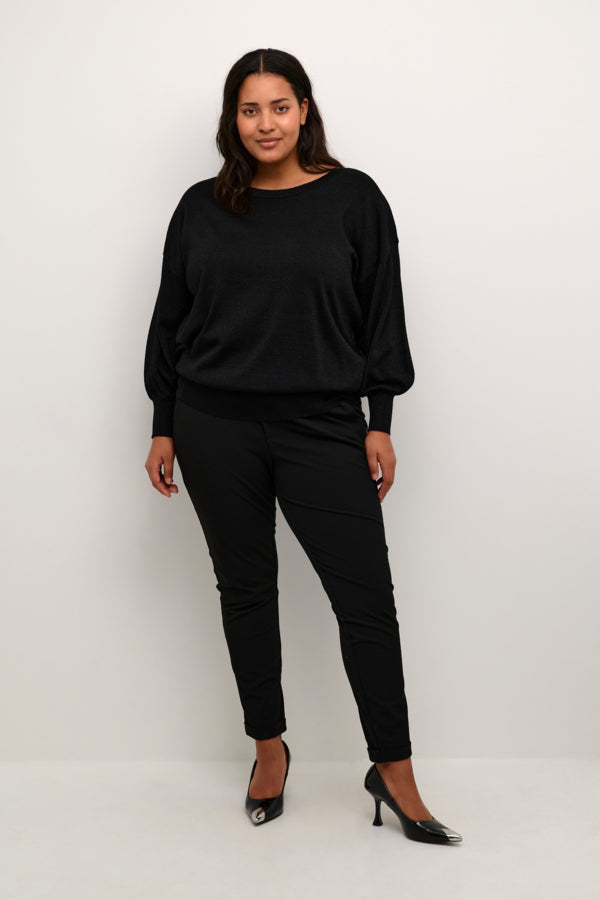 Kaffe Curve gebreide pullover met glittereffect 10581898 KCregitta  Zwart