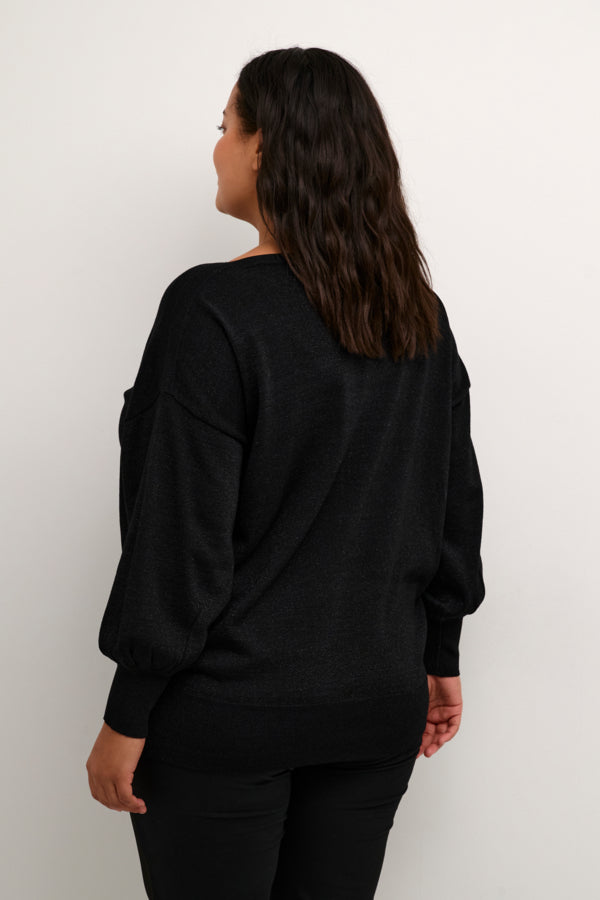 Kaffe Curve gebreide pullover met glittereffect 10581898 KCregitta  Zwart