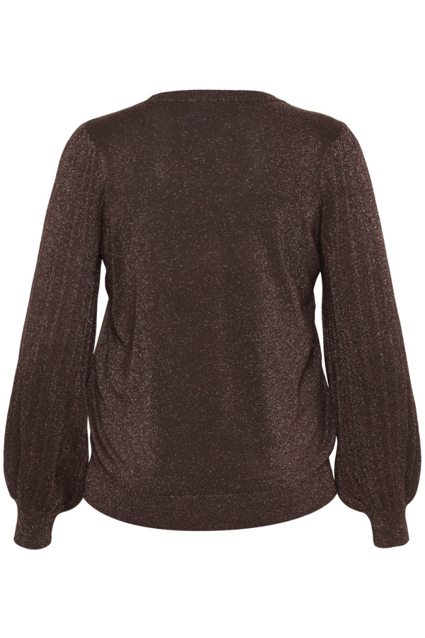 Kaffe Curve glanzende trui met pofmouwen 10583805 KCregitta Bruin