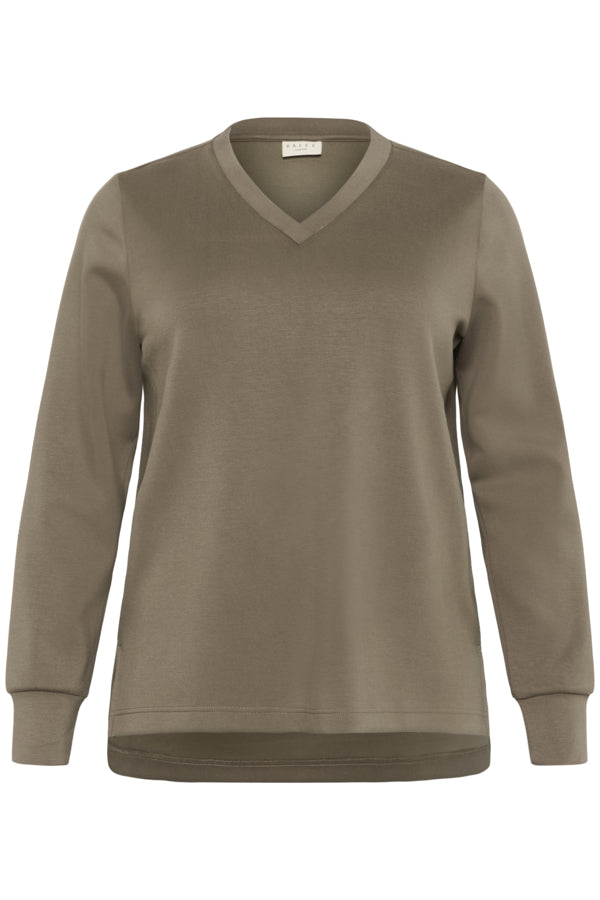 Kaffe Curve trui met V-hals 10583796 KCannita Bruin