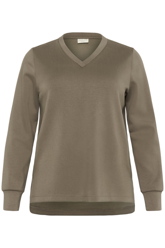 Kaffe Curve trui met V-hals 10583796 KCannita Bruin