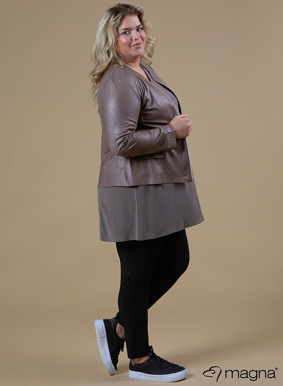 Leather Look Jacket K-0031 taupe