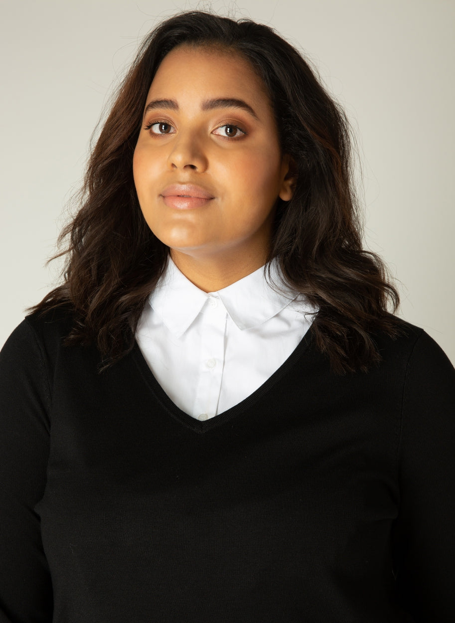 Base Level Curvy los kraagje Yolina wit