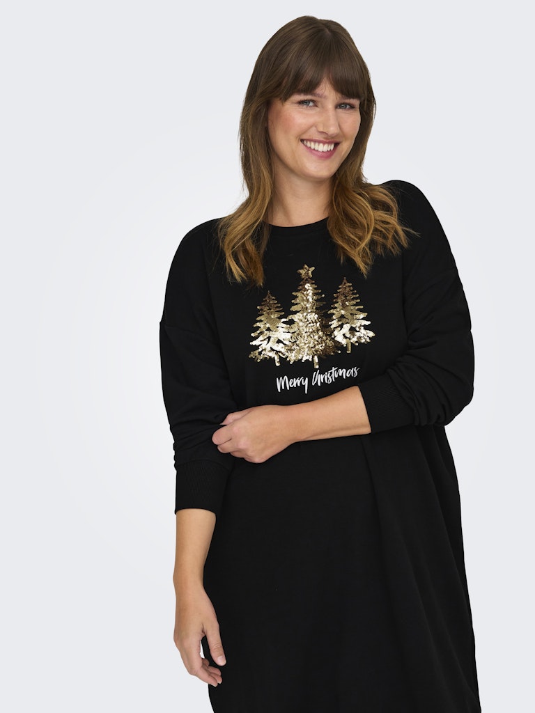 CARXMAS LIFE LS O-NECK DRESS SWT 15330324 Black