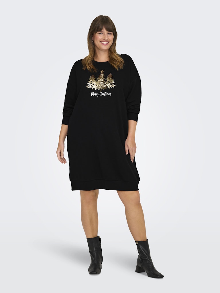 CARXMAS LIFE LS O-NECK DRESS SWT 15330324 Black