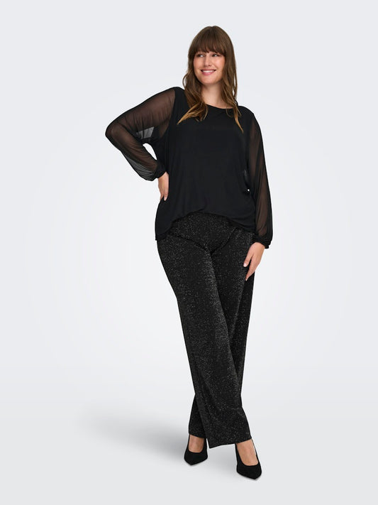 Only Carmakoma glitterbroek wijde pijpen 15358063 caralya Zwart