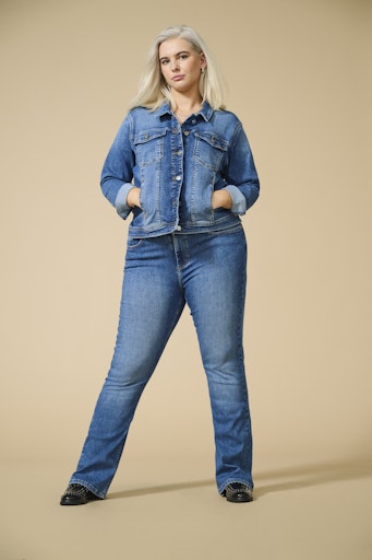 Only Carmakoma denimjack met strass 15355377 RHINESTONE JACKET DNM Blauw