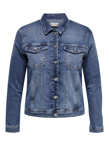 Only Carmakoma denimjack met strass 15355377 RHINESTONE JACKET DNM Blauw