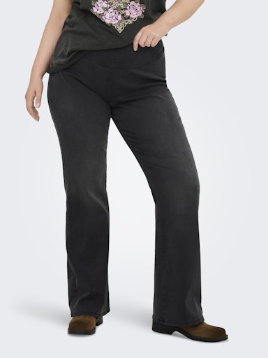 Only Carmakoma flared fit jeans met elastische tailleband 15355307 32" Carroyal Zwart