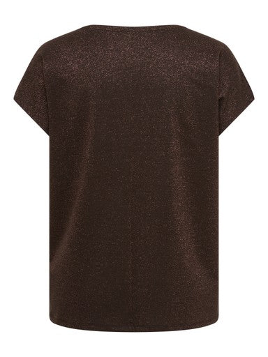 Only Carmakoma glitter shirt Carmoster Bruin, sfeerfoto