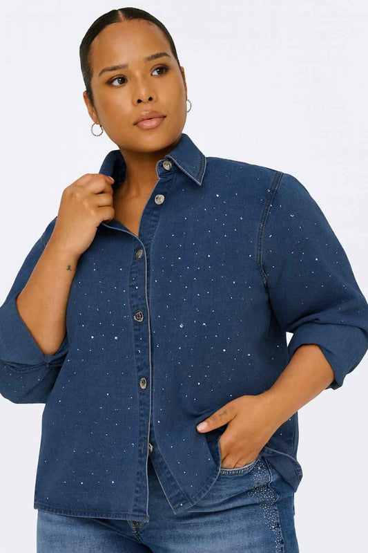 Only Carmakoma jeans blouse  15354928 CARMAGGIEMAY Blauw