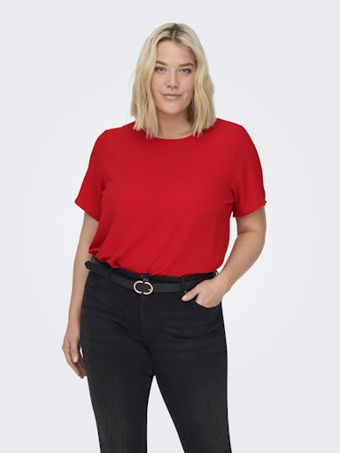 Only Carmakoma shirt met korte mouw 15218353 Carvica Rood