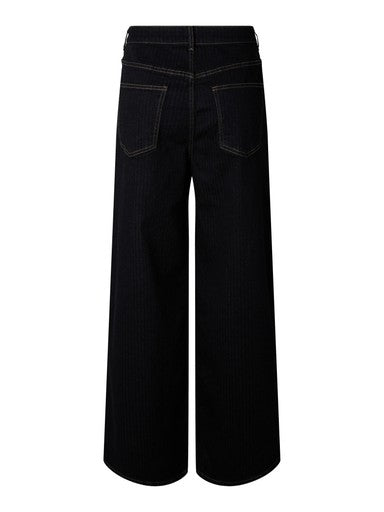 Pieces Curve wide leg jeans donkerblauw, detailfoto
