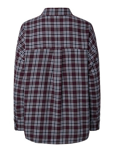 Pieces Curve flanellen overhemd Plum Perfect/Maritime Blue, detailfoto