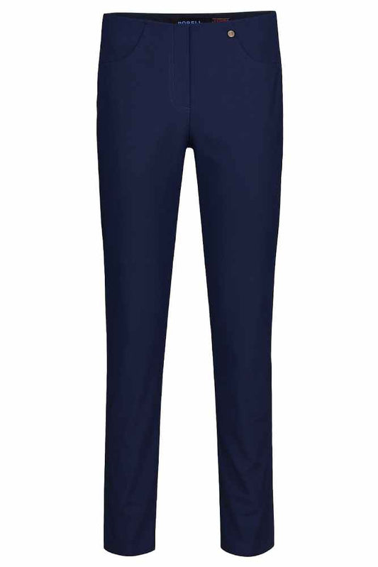Robell broek met rechte pijp en rondom elastiek 51559 54025 Bella 69 Navy