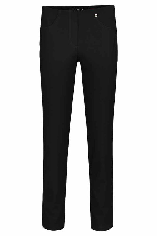 Robell broek met rechte pijp en rondom elastiek 51559 54025 Bella 90 Zwart