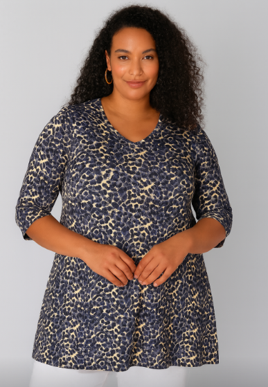 Yest Curve tuniek met V-hals en 3/4 mouw  A005976 Ankaria navy