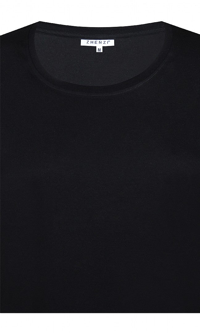 Shirt kanten mouw 200176 09000 Zwart