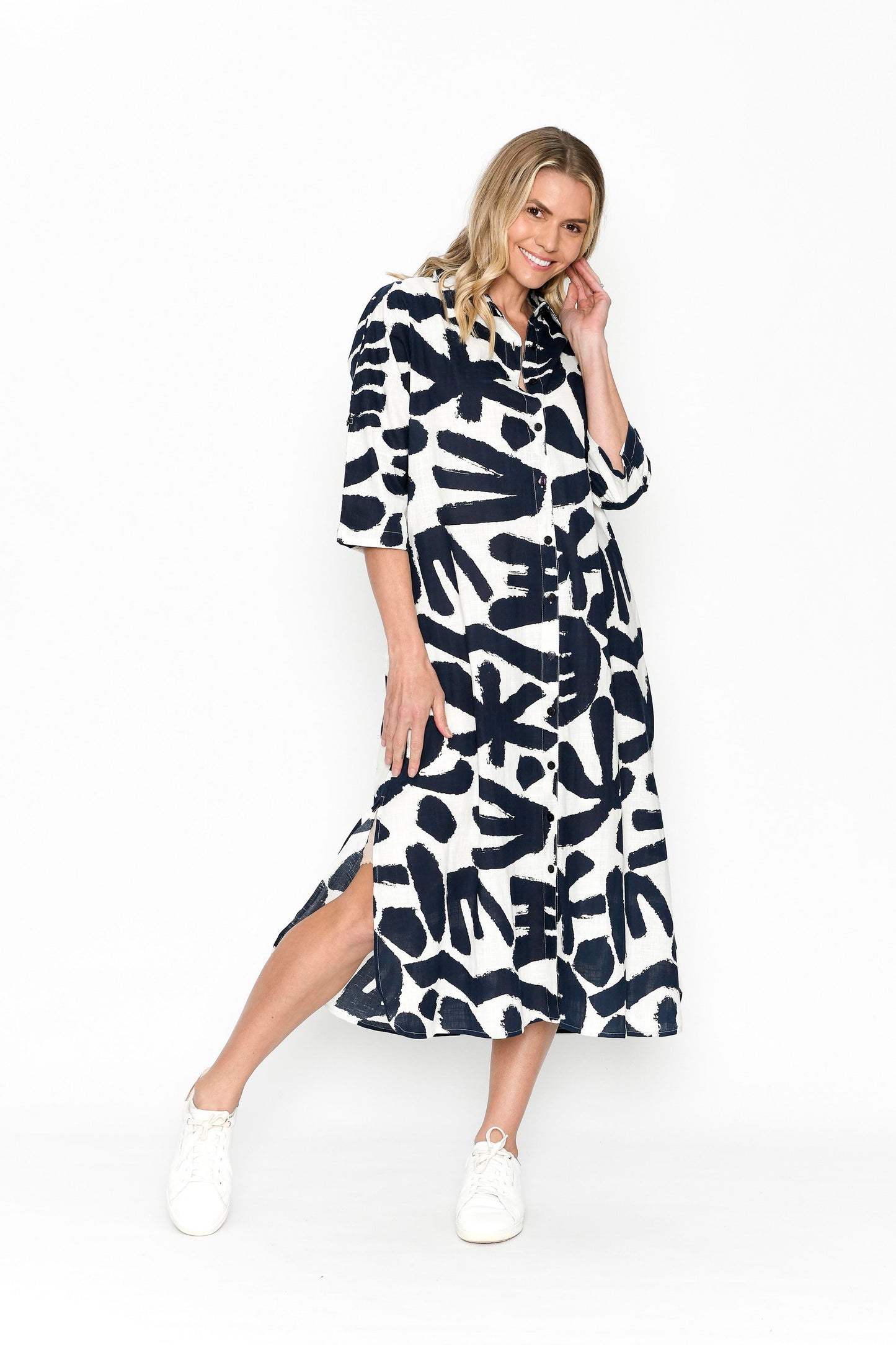 Sofia Shirt Dress Print Stripe DW94H Blauw