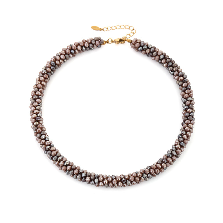 Sunset korte ketting taupe