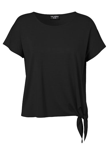 Via Appia T-shirt met knoopdetail 2522710 Zwart