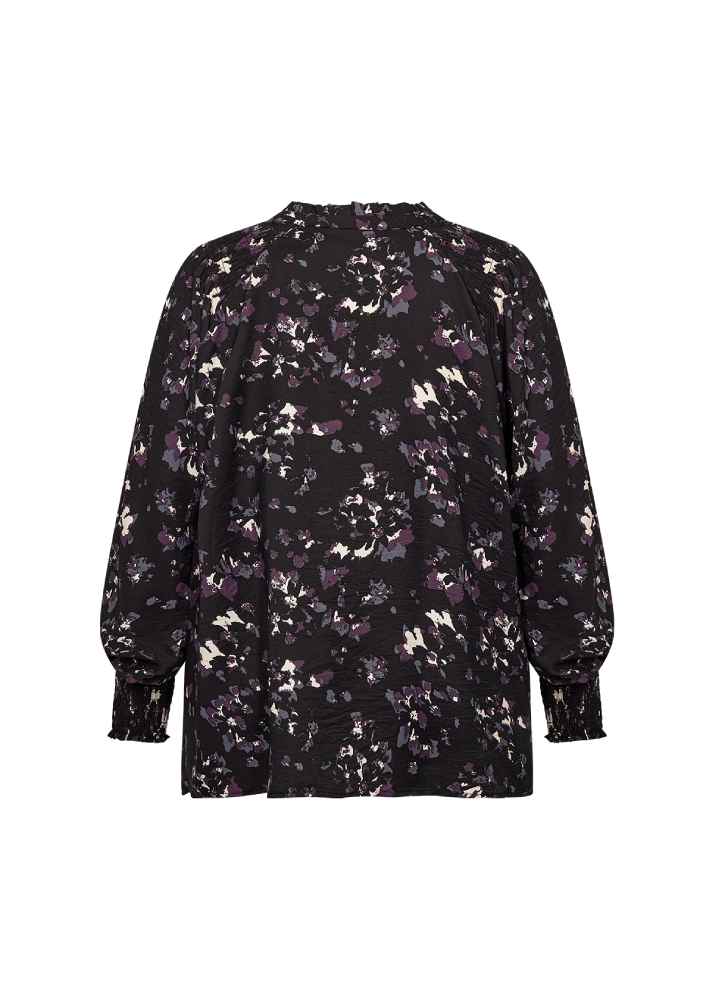 Wasabi blouse met print en lange mouwen W10585 Zwart