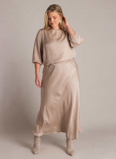 Yest Curve glanzende blouse Jolanda A006052 Taupe