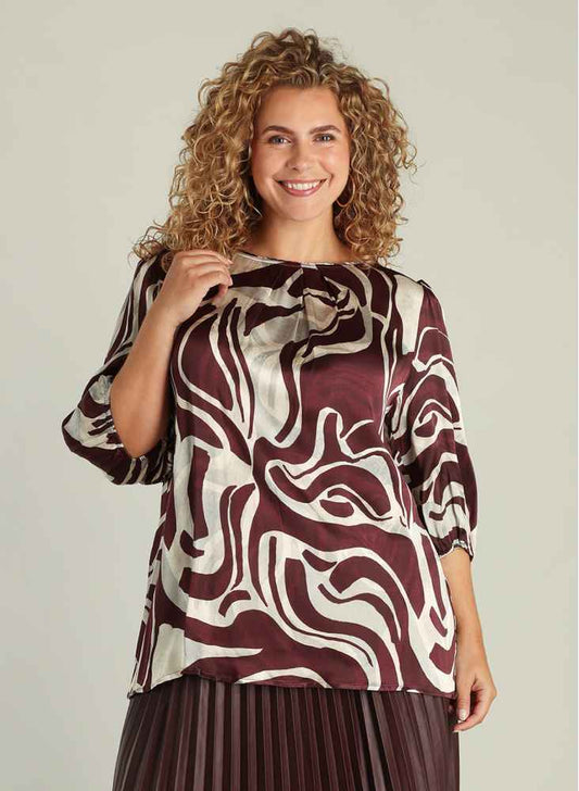 Yest Curve blouse met 3/4 mouw A005790 Galina Bordeaux