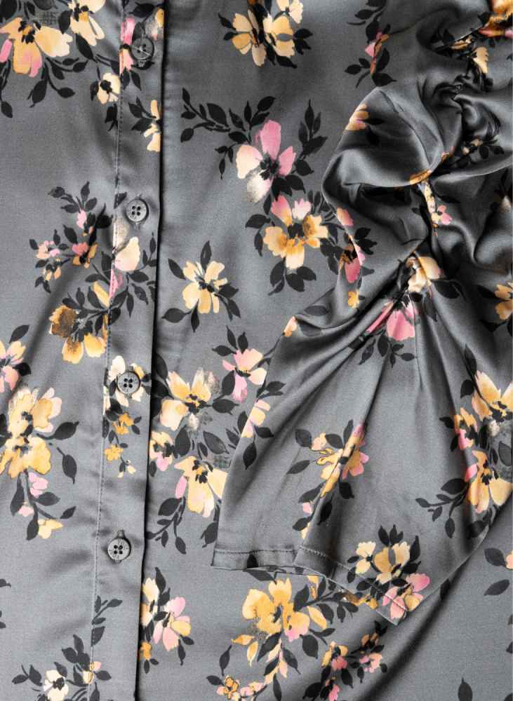 Yest Curve blouse met bloemenprint en pofmouw A005709 Filippa grijs