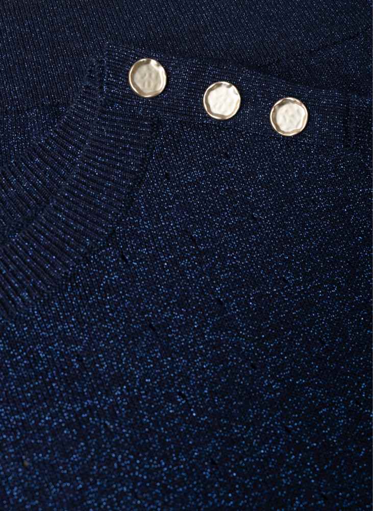 Yest Curve fijngebreide top met korte mouwen A005962 Floortje navy
