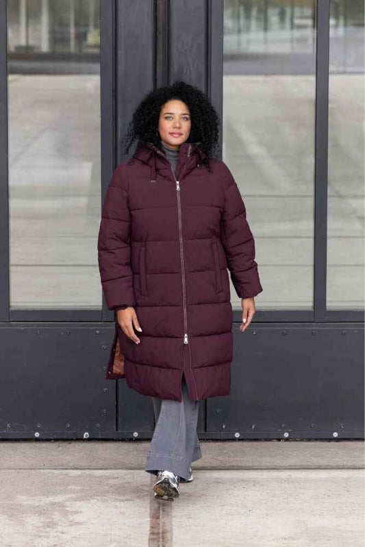 Yest Curve lange gewatteerde winterjas met capuchon A005648 Anna  Port