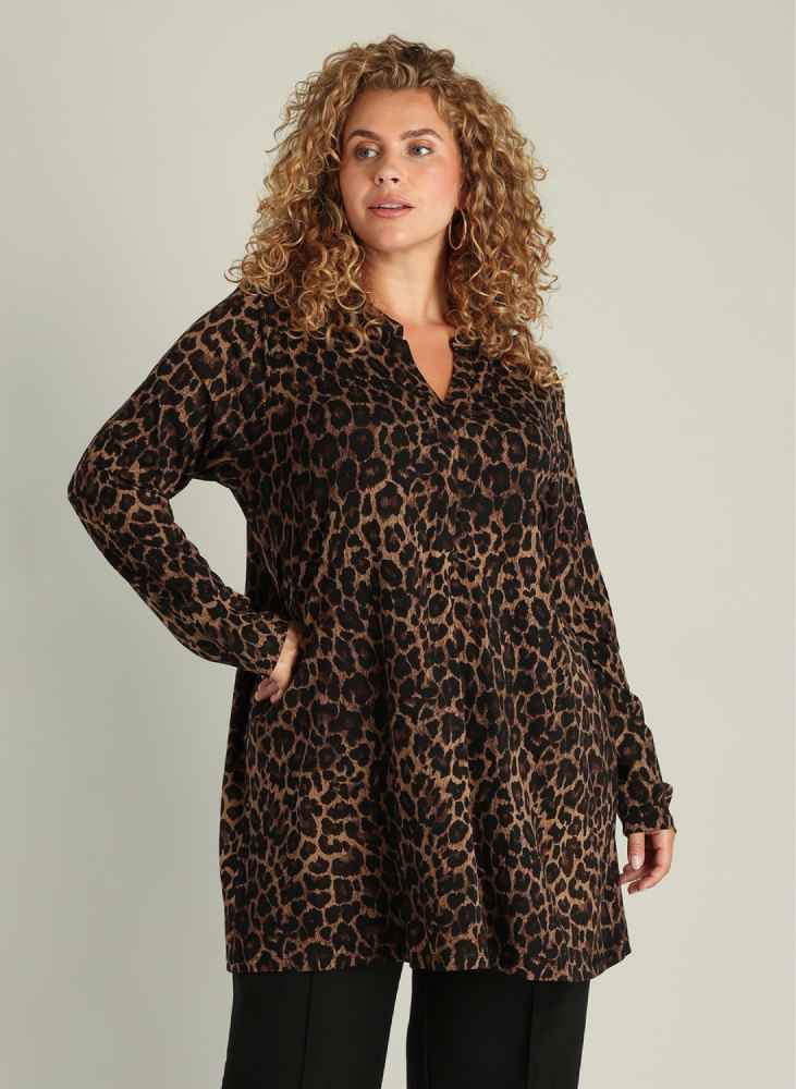 Yest Curve shirt met v-hals A006005 Leopard