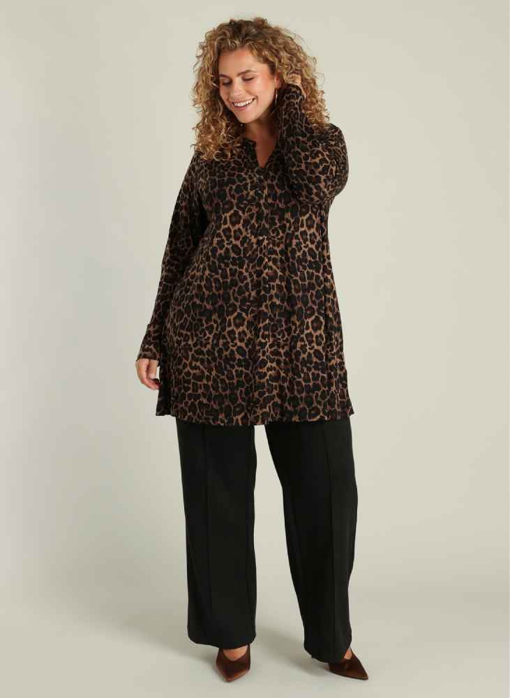 Yest Curve shirt met v-hals A006005 Leopard