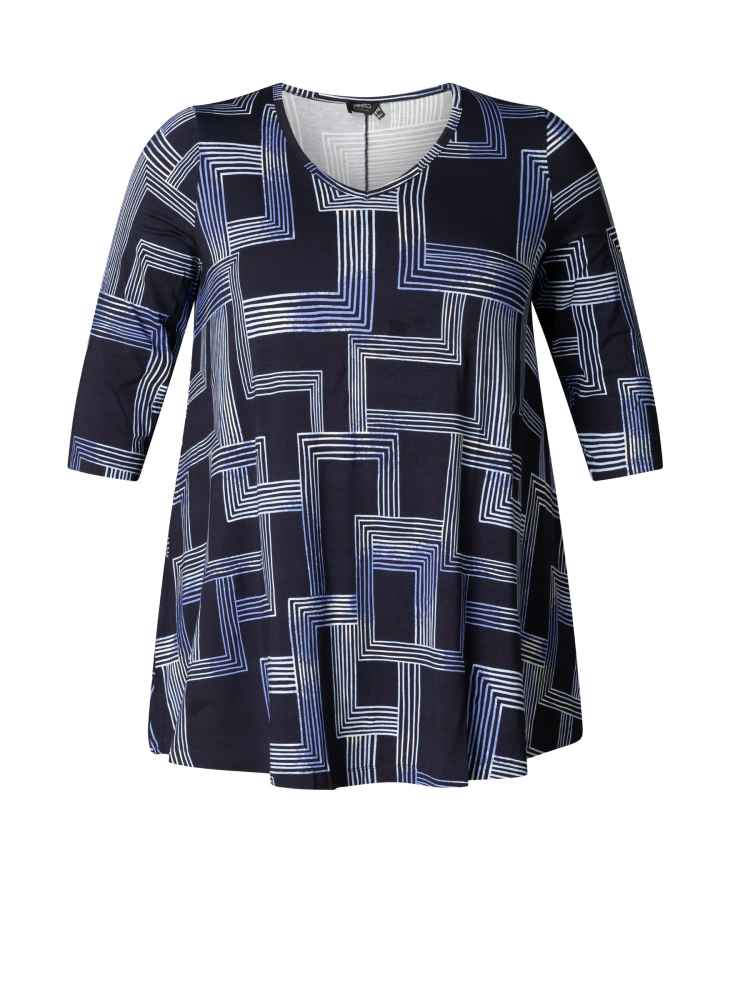Yest Curve tuniek met V-hals en 3/4 mouw A005976 Ankaria blue