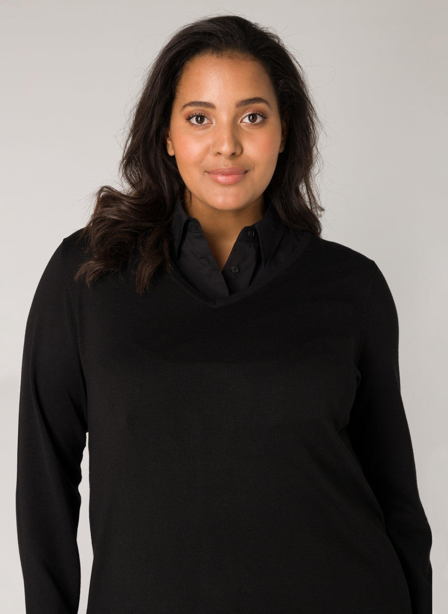 Base Level Curvy los kraagje Yolina zwart