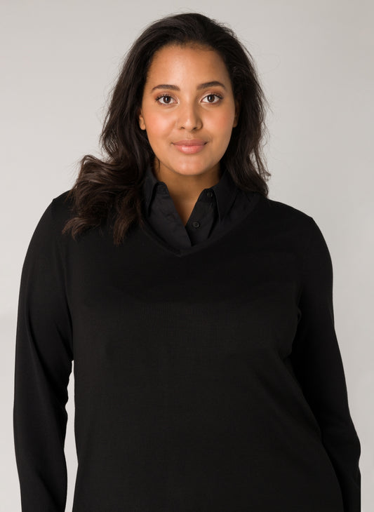 Base Level Curvy los kraagje Yolina zwart