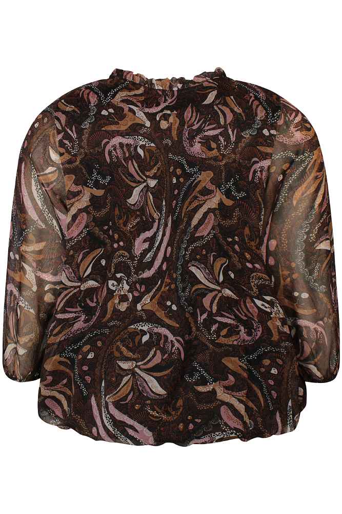 Zhenzi blouse met strikdetail 200920 olar bruin